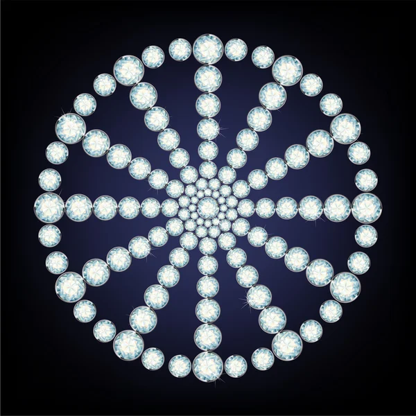Flocon de neige en diamants . — Image vectorielle