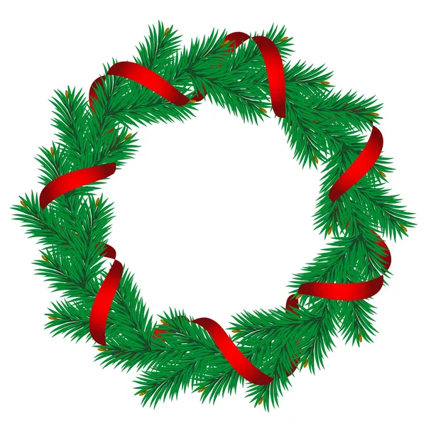 Vánoční věnec borovice — Stockový vektor
