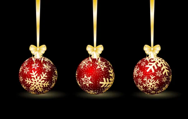 Három piros Karácsonyi gömbök — Stock Vector