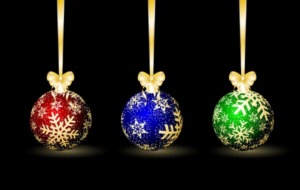 Три цветных рождественских шара — стоковый вектор