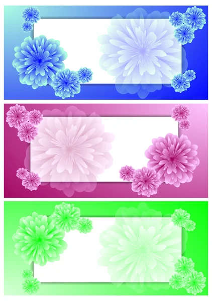 Set Horizontal Vector Banners Flowers — Stock Vector