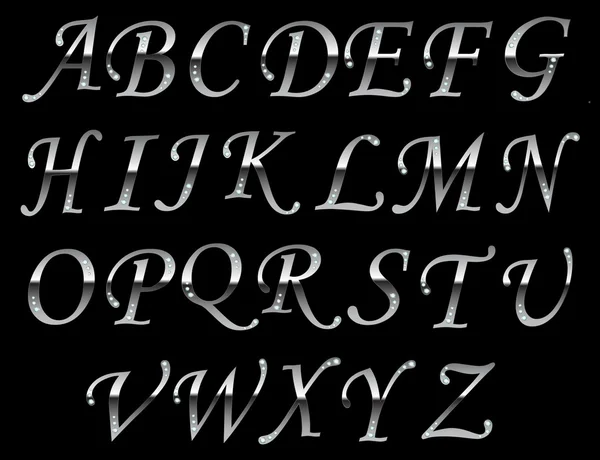 Chrome lettertype grijs. — Stockvector