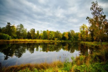 Autumn on a lake clipart