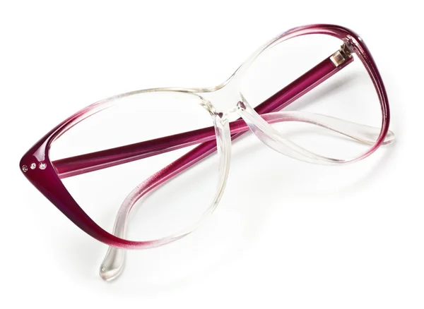 Purple Laying Eyeglasses Isolated White Background — Stock Photo, Image