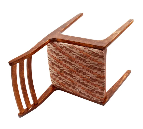 Alter Braun Gedrechselter Stuhl Isoliert Auf Weiß — Stockfoto