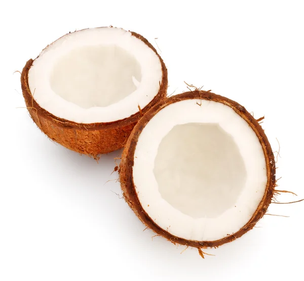 Fresh Coconut Halves Isolated White Background — Stock Photo, Image