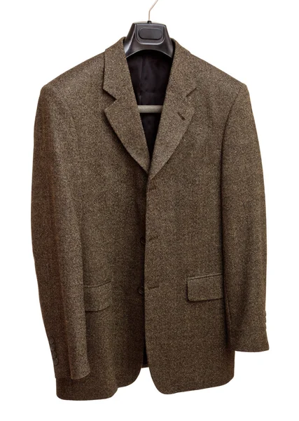 白い背景上に分離されて灰色のジャケット ハンガー — ストック写真