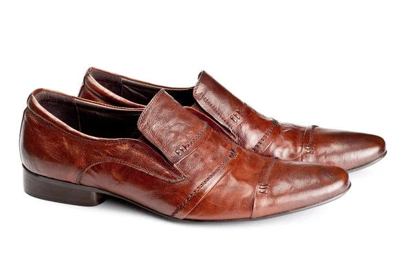 Braune Schuhe Paar Isoliert Auf Weiß — Stockfoto