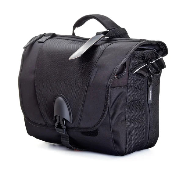 Чорна сумка для фотоаксесуарів — стокове фото