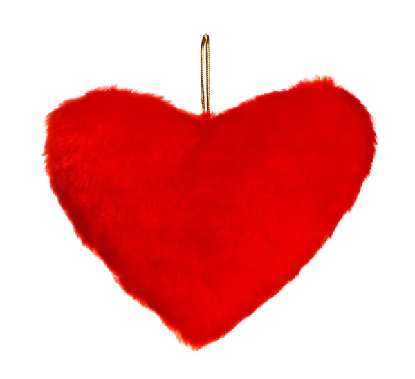 Rotes Herzförmiges Kissen Isoliert Auf Weißem — Stockfoto