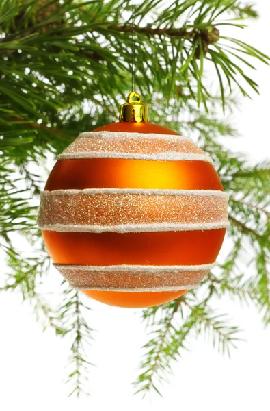 Декоративный шар на елке — стоковое фото
