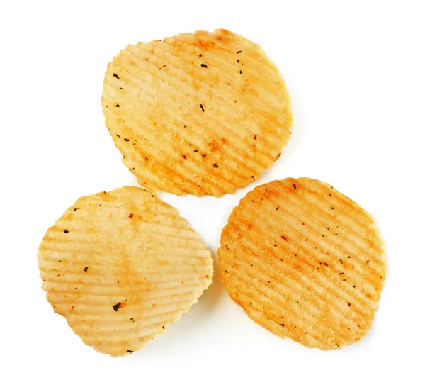 Chipsy Ziemniaczane Izolowane Białym — Zdjęcie stockowe