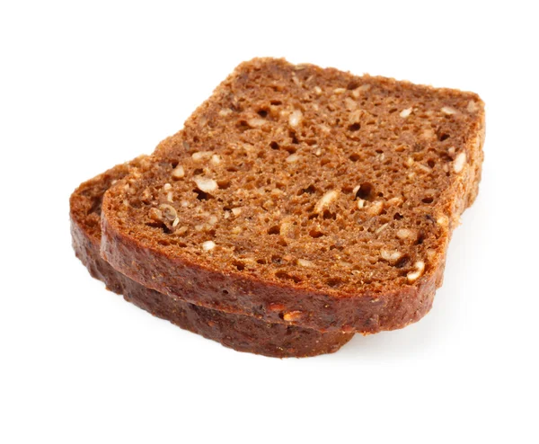 Graan Sneetjes Brood Geïsoleerd Wit — Stockfoto