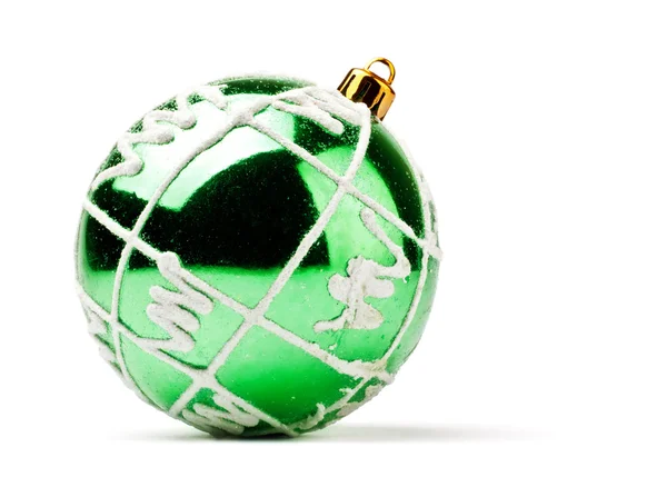 Green Decoration Ball Isolated White — Stock Photo, Image