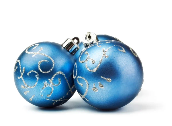 Tres bolas de decoración azul — Foto de Stock