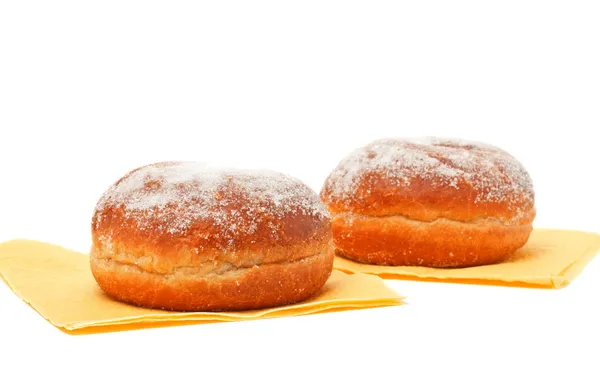 Zwei Donuts in Puderzucker — Stockfoto