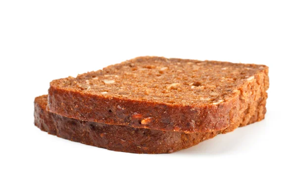Graan Sneetjes Brood Geïsoleerd Wit — Stockfoto