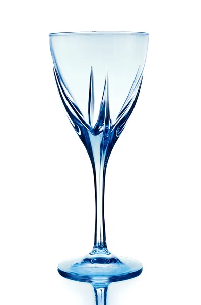 Vidrio Azul Vacío Aislado Sobre Fondo Blanco — Foto de Stock