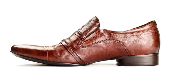 Einzelne Braune Schuh Isoliert Auf Weißem Hintergrund — Stockfoto