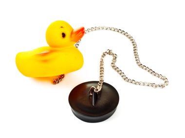 Toy duck with plug for bath clipart