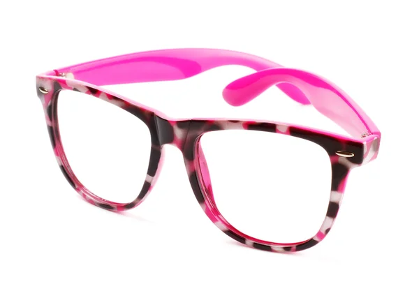白い背景上に分離されて面白いのピンクの眼鏡 — ストック写真
