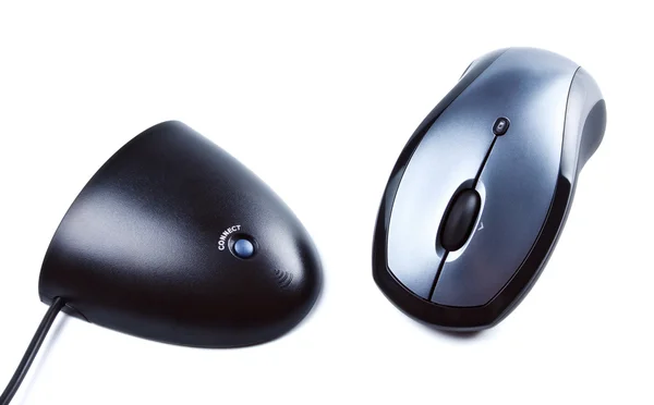 Mouse Computador Sem Fio Receptor Isolado Branco — Fotografia de Stock