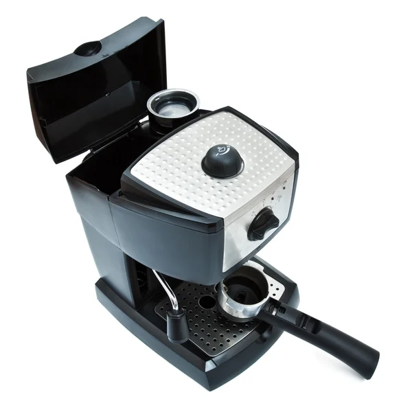 Macchina Espresso Nera Isolata Sfondo Bianco — Foto Stock