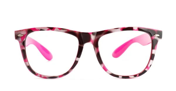 Graciosas Gafas Color Rosa Aisladas Sobre Fondo Blanco — Foto de Stock