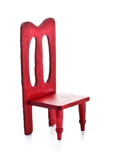 Hračka Dřevěná Židle Izolovaných Bílém Pozadí — Stock fotografie