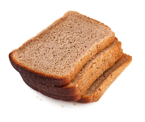 Kromki Chleba Żytniego Izolowane Białym Tle — Zdjęcie stockowe