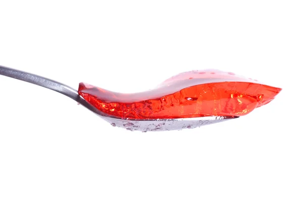 Strawberry Jelly Spoon Isolated White Background — Stock Photo, Image
