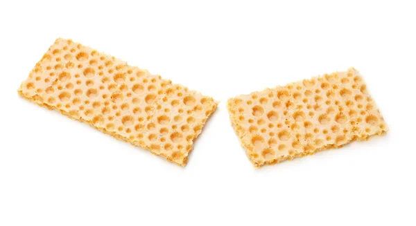 Quebrado Crunchy Cracker Isolado Fundo Branco — Fotografia de Stock