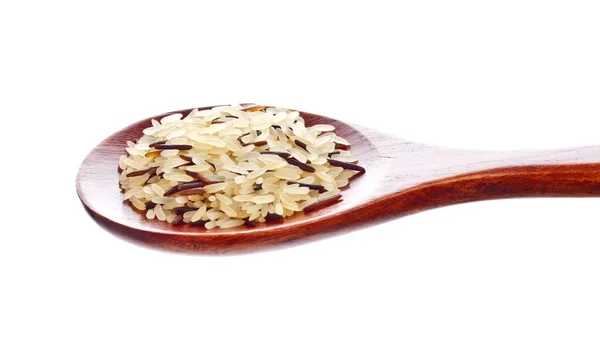Rice Blend Wooden Spoon Isolated White Background — Stock Photo, Image