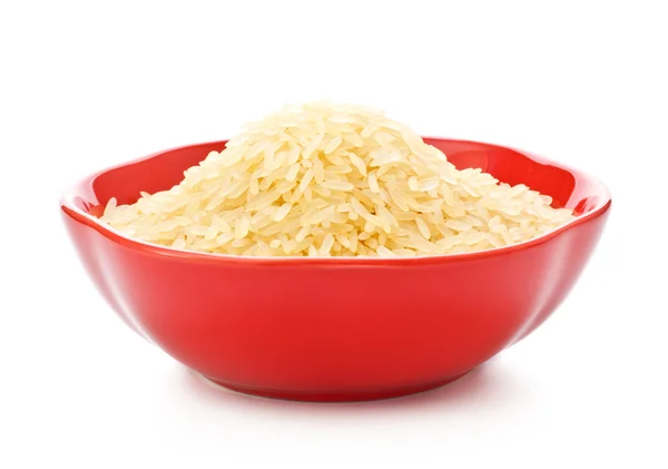 Red Bowl Rice Isolated White — Stock Photo, Image