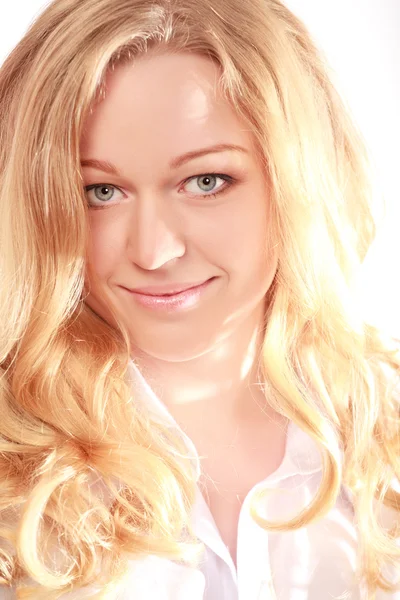 Beautiful Young Woman Blond Hair Close — Stock Photo, Image
