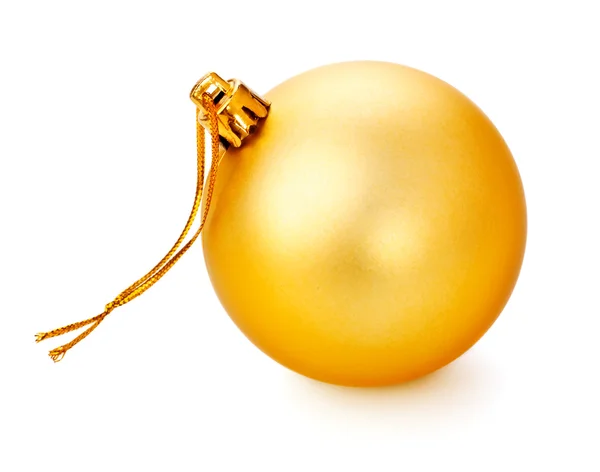 Bola Natal Amarelo Isolado Fundo Branco — Fotografia de Stock