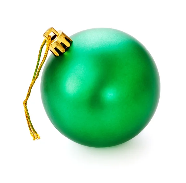 Bola Natal Verde Isolado Fundo Branco — Fotografia de Stock