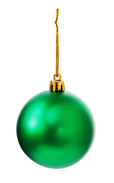 Zöld Karácsonyi Labda Elszigetelt Fehér Háttér — Stock Fotó
