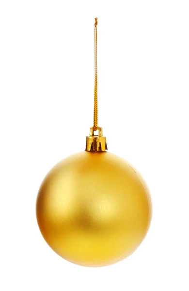 Žlutý vánoční míč — Stock fotografie