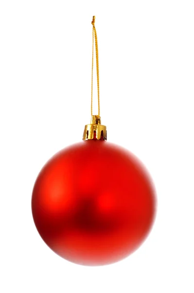 Rote Weihnachtskugel Isoliert Auf Weißem Hintergrund — Stockfoto