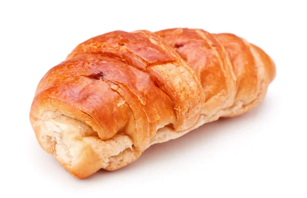 Jeden Čerstvý Croissant Izolovaných Bílém Pozadí — Stock fotografie