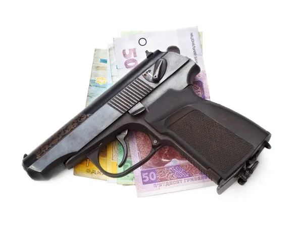 Waffe und Geld — Stockfoto