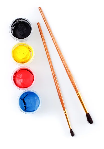 Barattoli e pennelli per dipingere — Foto Stock