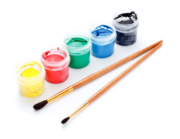 Paint Cans and Brushes — Stock Photo, Image