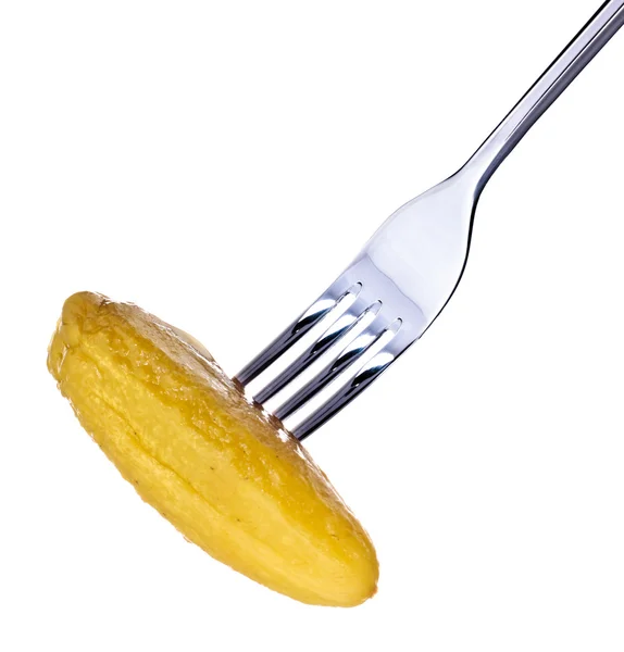 Dill Pickle on Fork — Stock Photo, Image