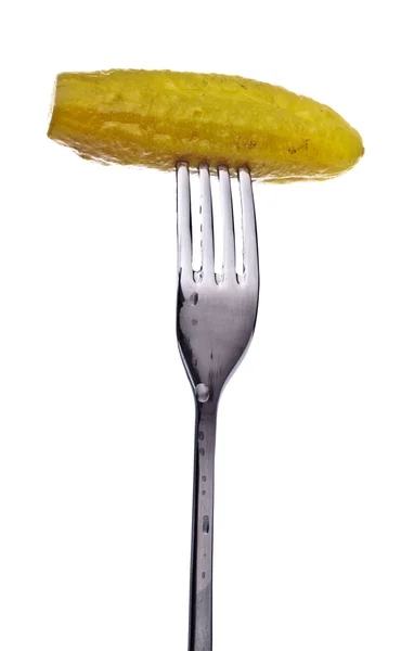 Dill Pickle on Fork — Stock Photo, Image
