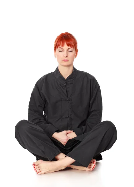Meditação Mulher Wushu — Fotografia de Stock