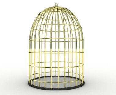 Illustration of a cage for birds on a white background clipart