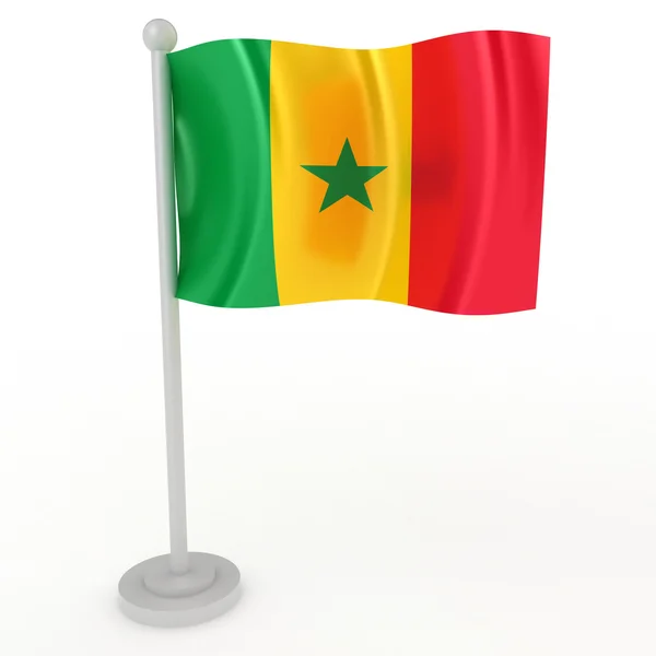 Senegal Bir Bayrak Beyaz Zemin Üzerinde Gösterimi — Stok fotoğraf