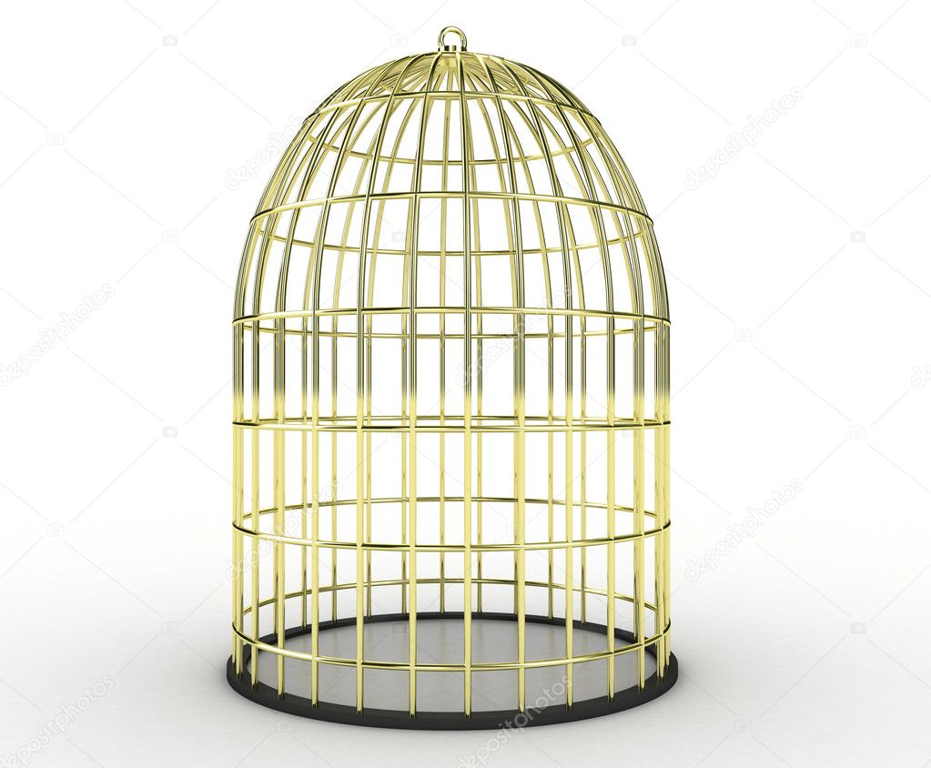 Illustration of a cage for birds on a white background